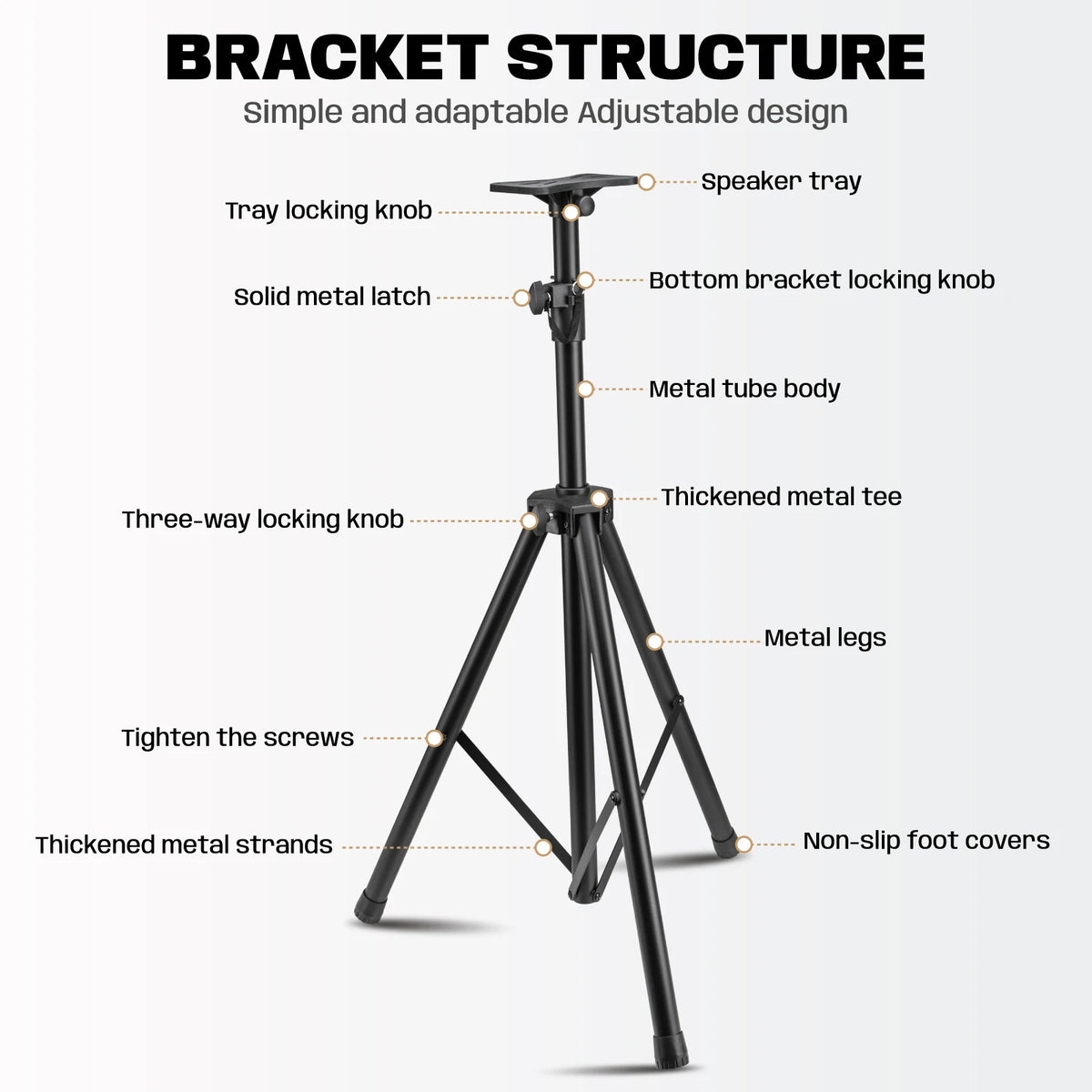 Hridz 186cm Heavy-Duty Speaker Stand Professional DJ Tripod with Base Plate