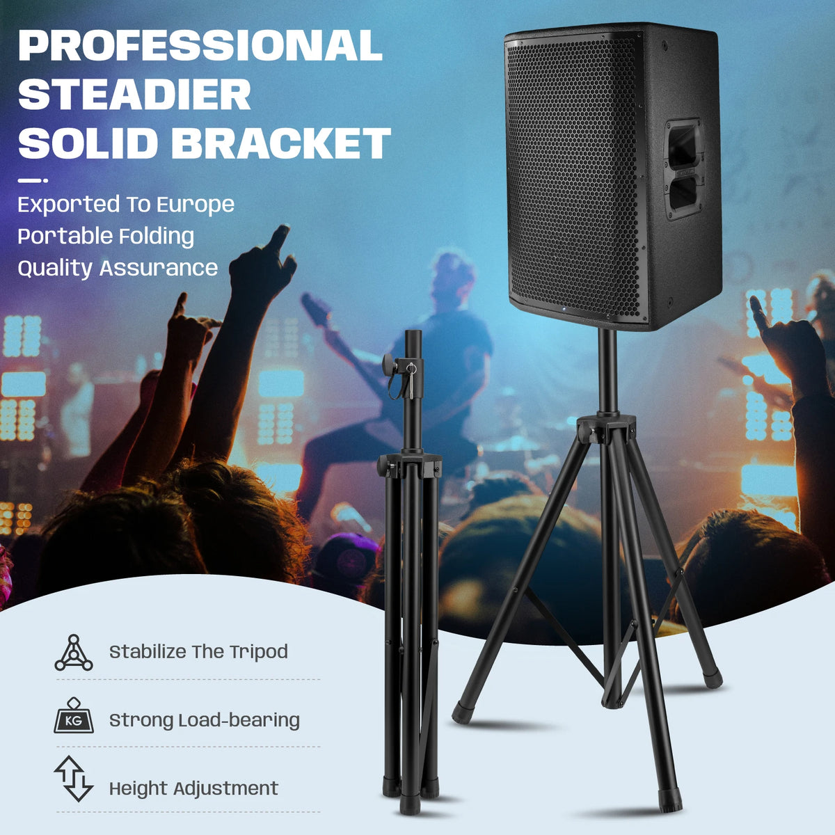 2Pcs Hridz 186cm Heavy-Duty Speaker Stand Professional DJ Tripod with Base Plate