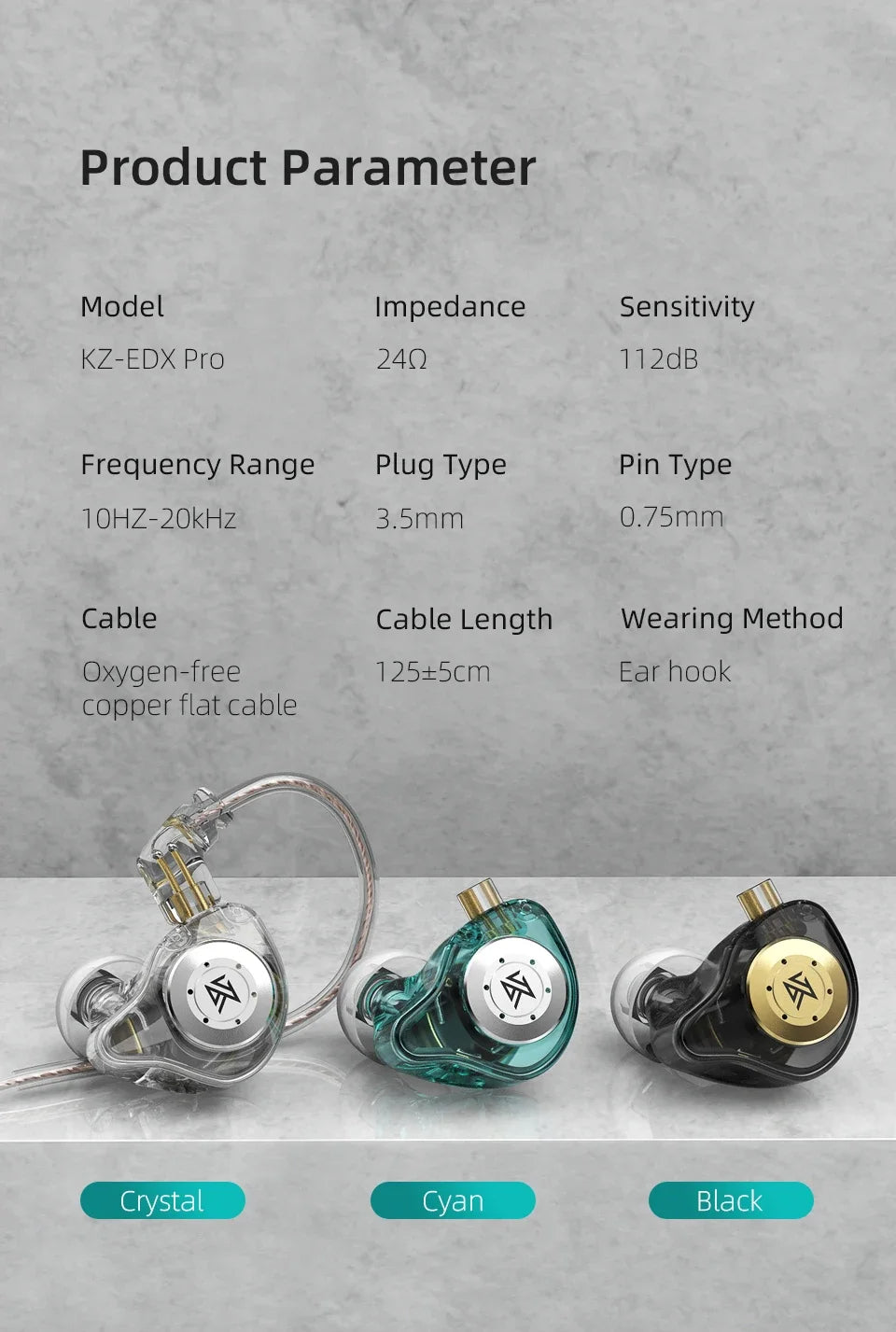 EDX Pro In-Ear Monitors Wired Earphones, No-Mic IEM, HiFi Stereo Bass