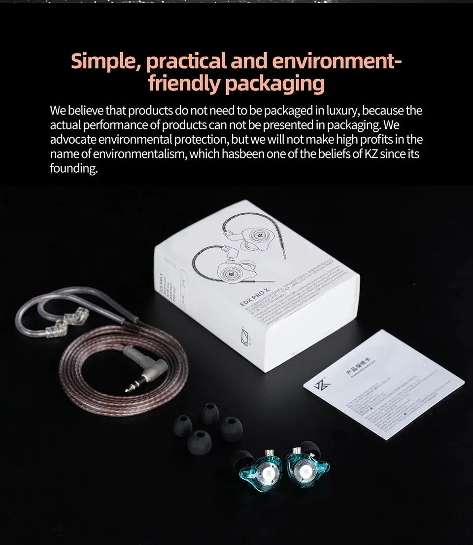EDX Pro-X Wired In-Ear Monitor Earphones – No Mic, HiFi Stereo Bass