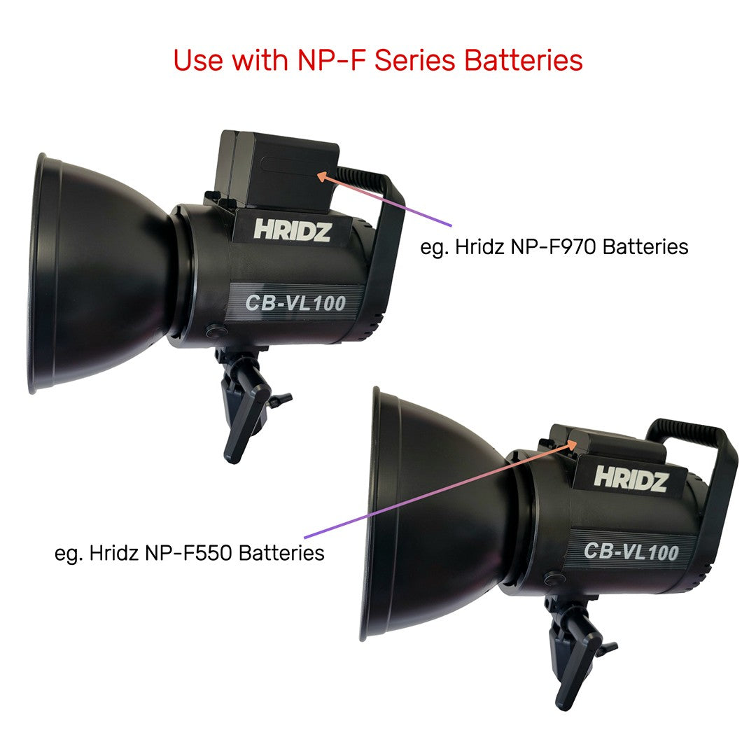 HRIDZ 100W Indoor-Outdoor LED Video Light Bi-color with NPF550 2*Batteries & Dual Charger