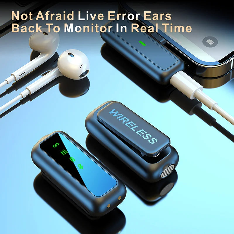 Hridz 2-in-1 Portable Wireless Microphone 2.4G – Dual Mics for Vlog, Singing, Teaching & Recording