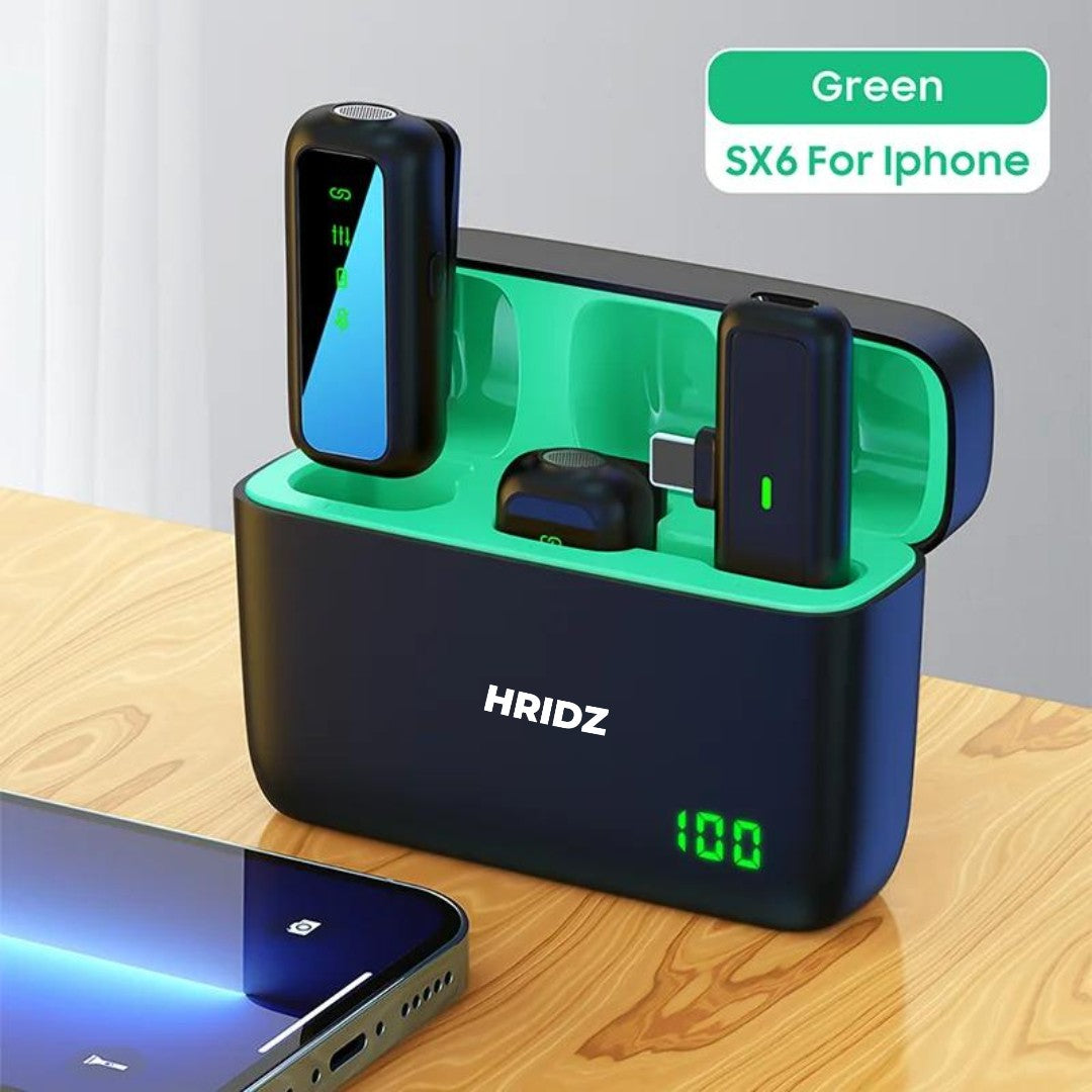 Hridz 2-in-1 Portable Wireless Microphone 2.4G – Dual Mics for Vlog, Singing, Teaching & Recording