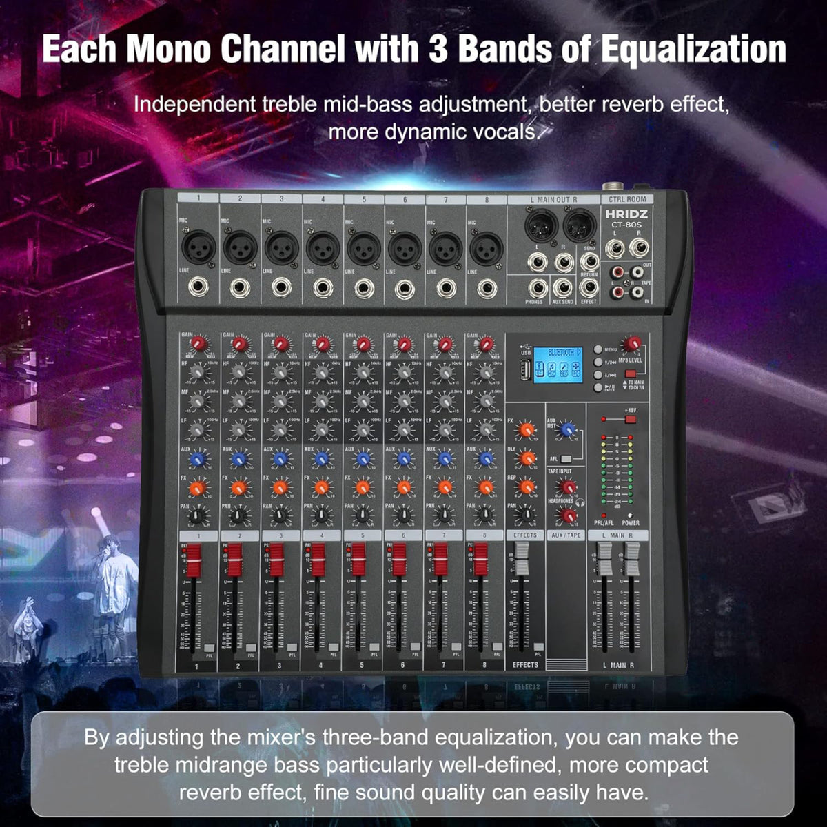 Hridz CT-80S 8-Channel Bluetooth Audio Mixer