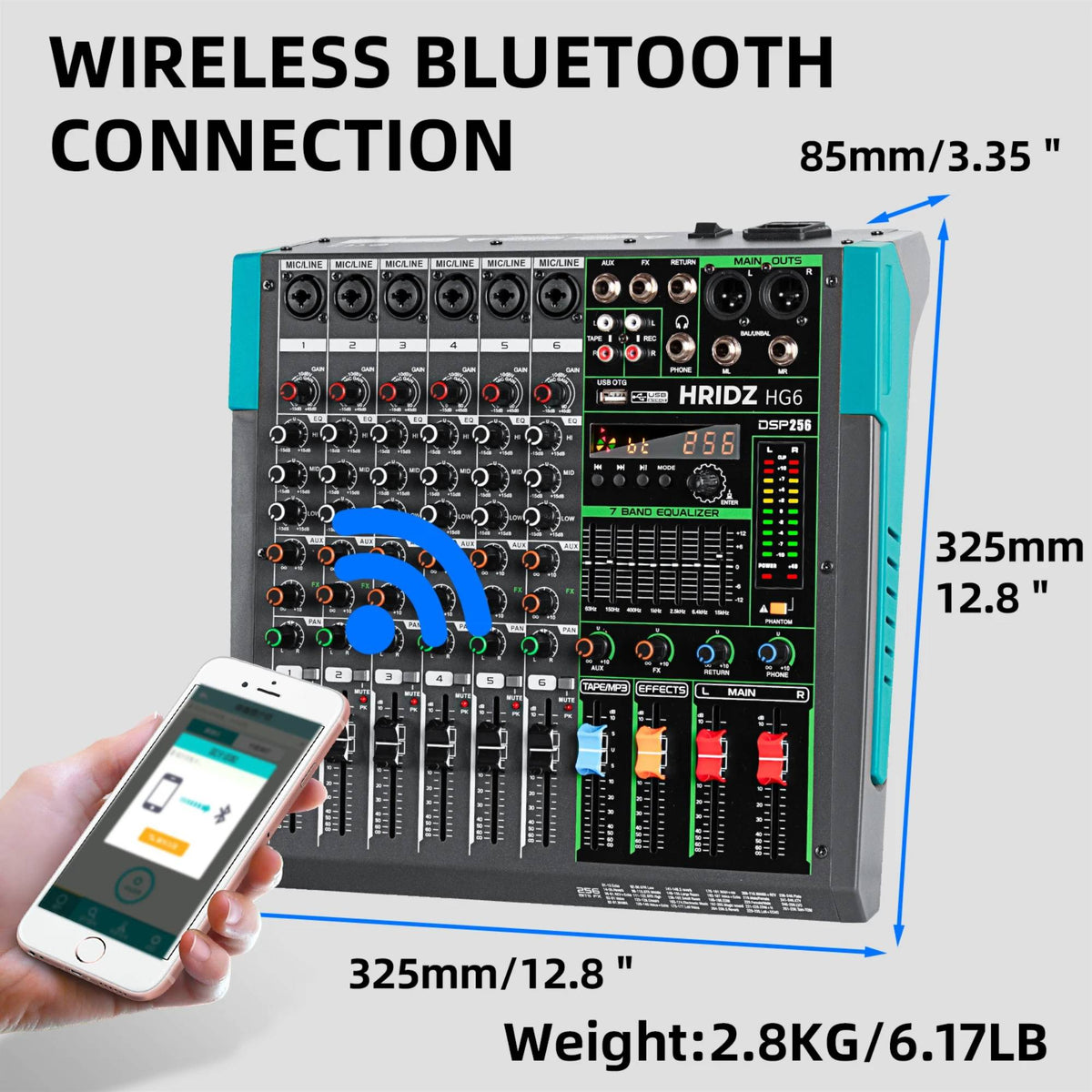Hridz HG6 6-Channel Mixer & UR-109 Wireless Mic Combo