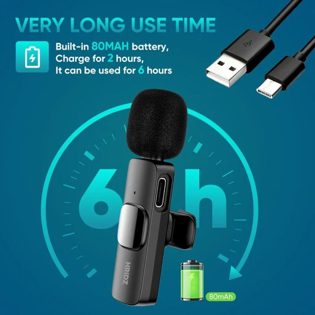 Hridz HZ9 Wireless Rechargeable Type-C Microphone For Podcast Recording Interview Quality Audio