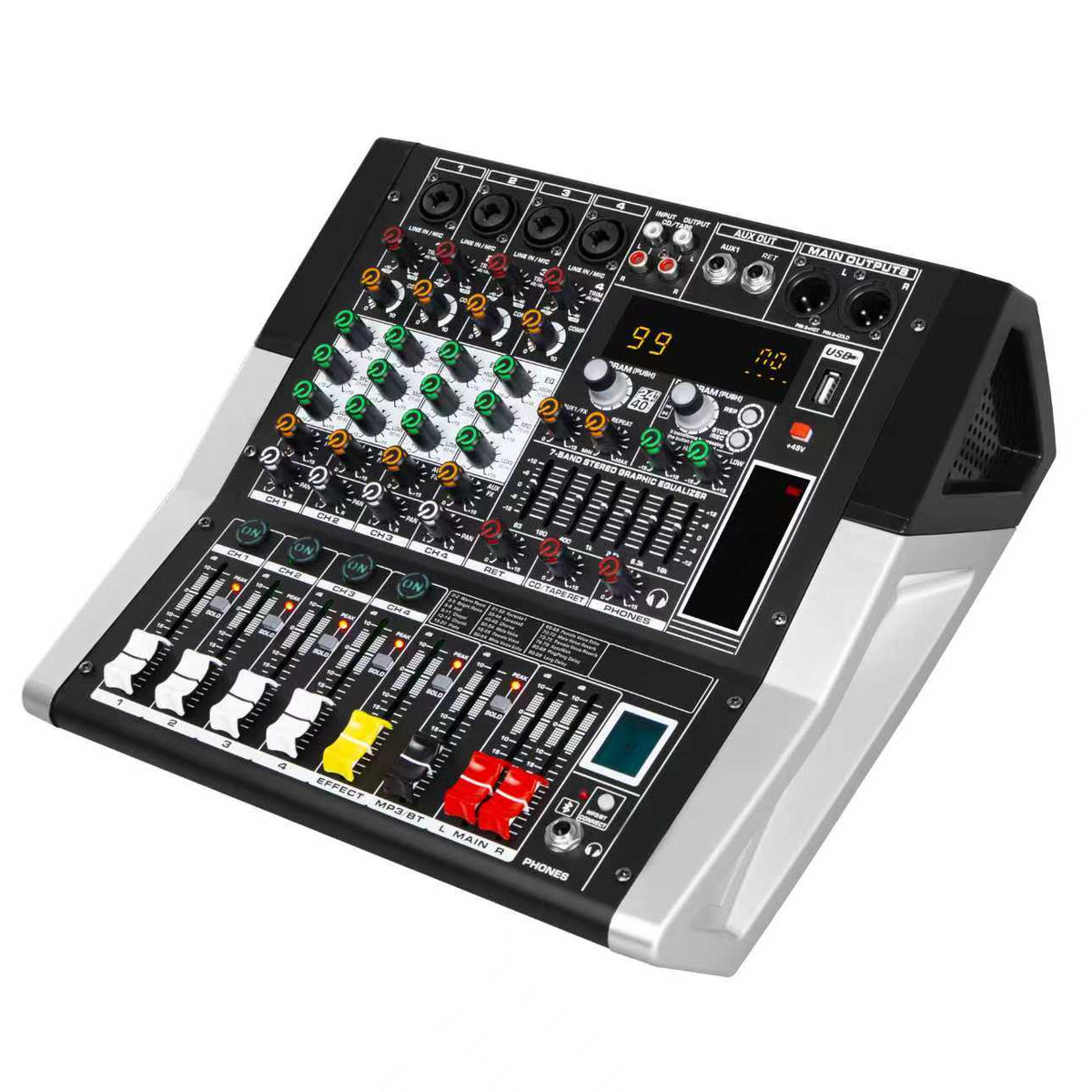 Hridz KG-4 / KG-6 / KG-8 Powered Audio Mixer 600W × 2 with Bluetooth, USB & Built-In Effects