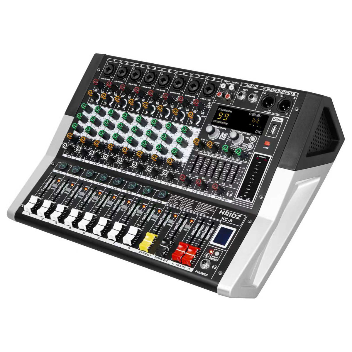 Hridz KG-8 Powered Mixer & U8 Dual Wireless Mic Bundle, 600W Γ 2