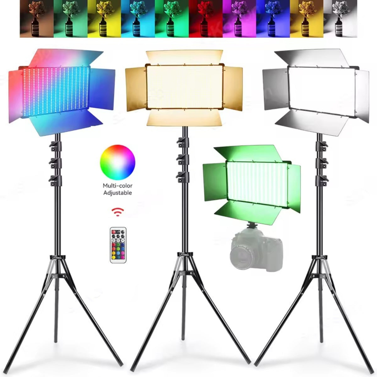 Hridz RGB LED Video Light – Dimmable Bi-Color, Adjustable RGB, Remote-Controlled Studio Light (U600+ / U800+)