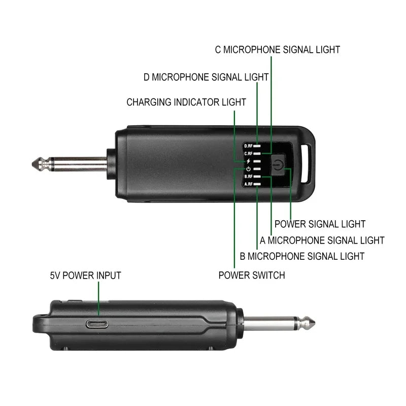 Hridz D100 2.4GHz Wireless Dynamic Karaoke Microphone System with Receiver, Reverb & Bass Control