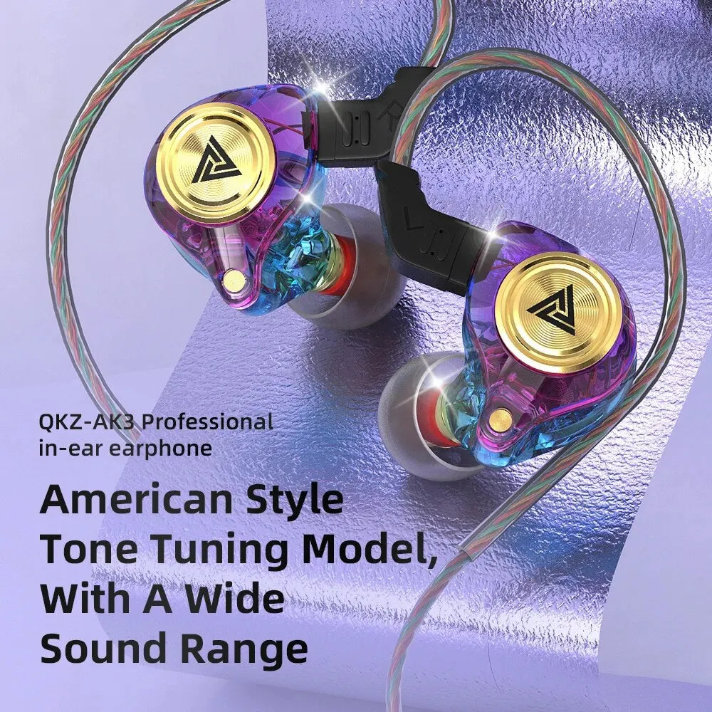 QKZ AK3 Wired In-Ear Monitor Earphones with Mic – HiFi Bass