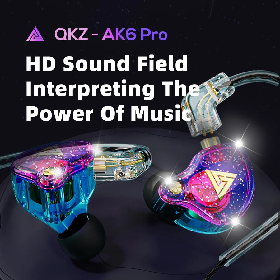 QKZ AK6 Pro Wired In-Ear Monitors with Mic – Detachable Cable, HiFi Bass, Noise Isolating