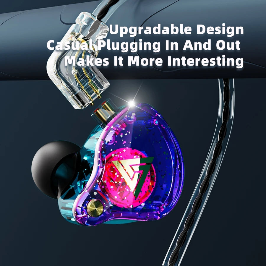 QKZ AK6 Pro Wired In-Ear Monitors with Mic – Detachable Cable, HiFi Bass, Noise Isolating