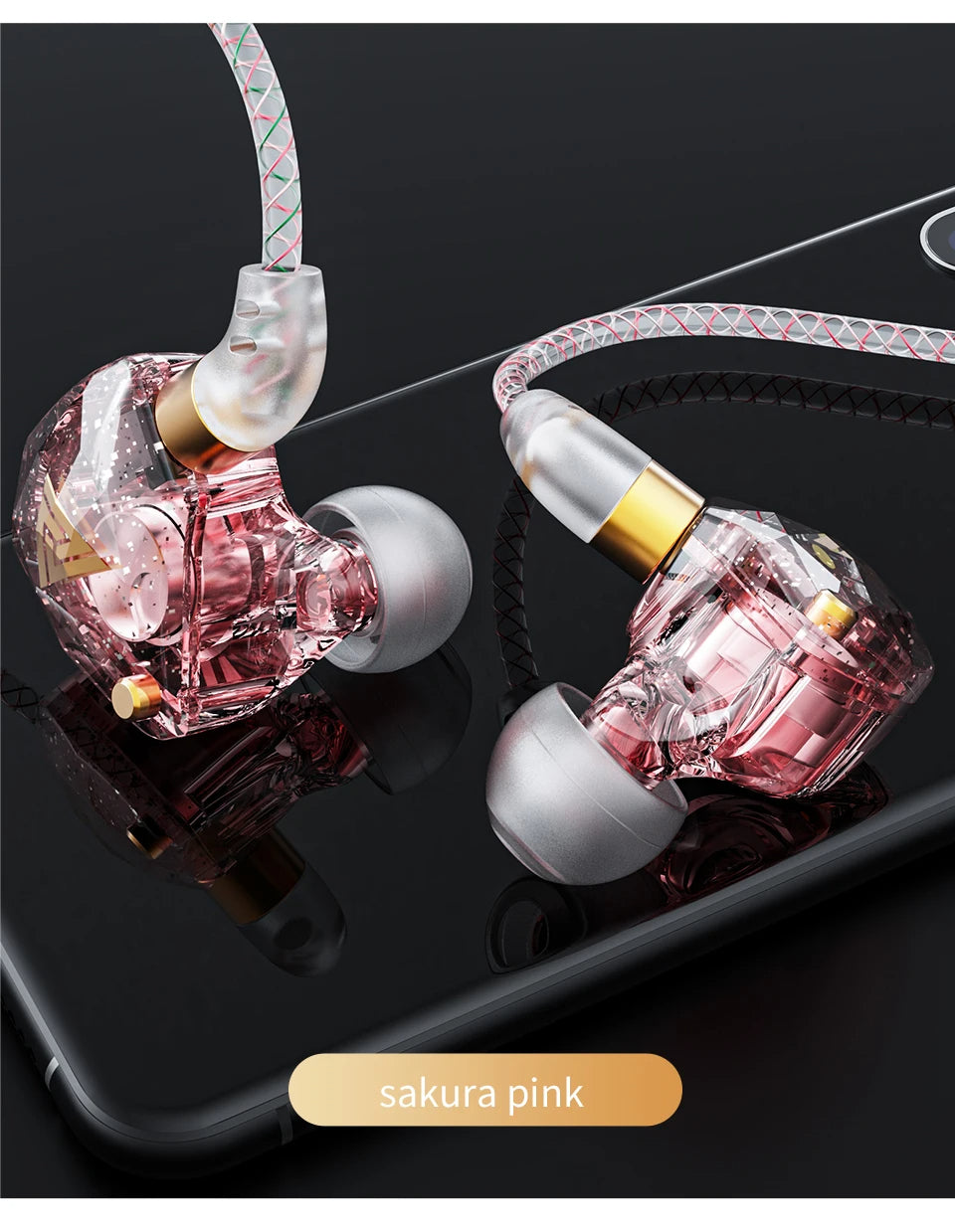 QKZ SK8 Wired In-Ear Earphones with Mic – HiFi Stereo Heavy Bass, 3.5mm