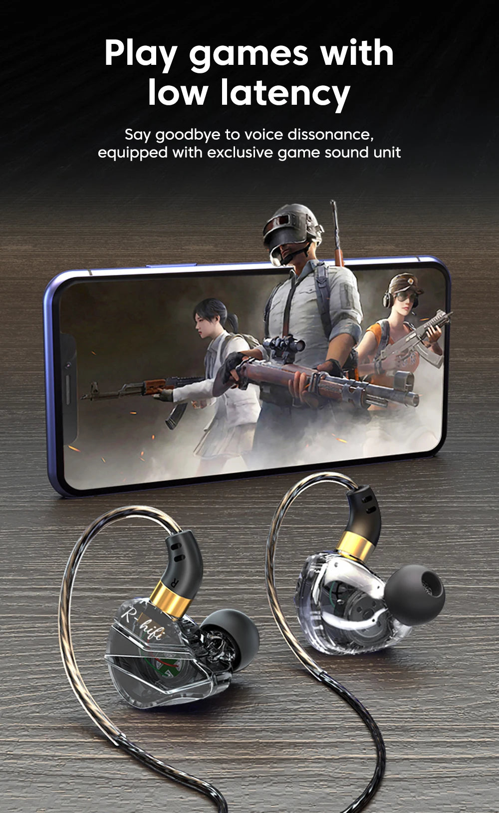 R-HiFi S16 Type-C Wired Gaming In Ear Earphones with Microphone HiFi Bass for Gaming, Music & Calls