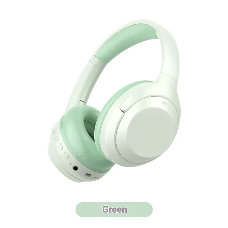 Hridz wireless Bluetooth 5.0 over-ear headphones in green – foldable gaming headset with HD mic