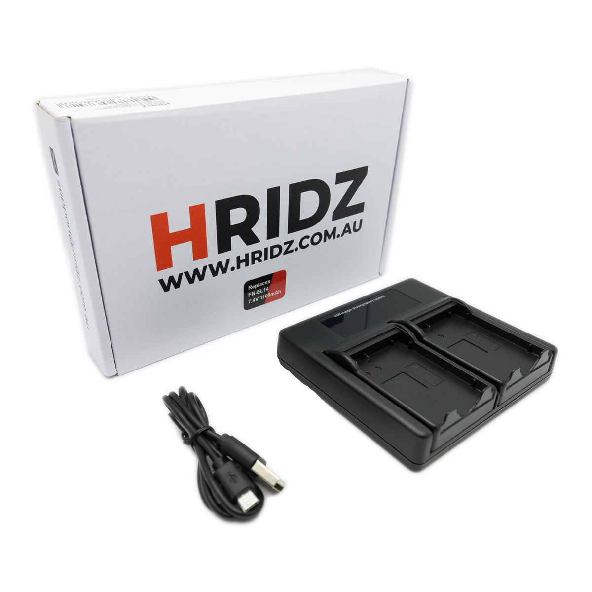 Hridz EN-EL14 Dual Battery Charger for Nikon D-Series & Coolpix P-Series Cameras