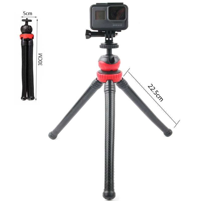 Hridz Flexible Octopus Tripod with 360° Ball Head – Bendable Stand for GoPro, Cameras & Phones