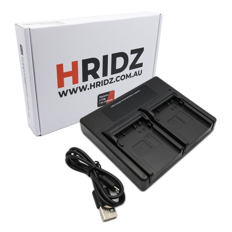 Hridz LP-E6/LP-E6NH Dual Battery Charger for Canon EOS R/R5/R6/5D/6D/7D/60D-90D