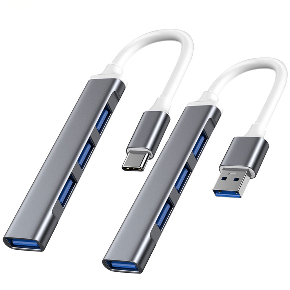 Hridz USB-C 4-Port Hub – USB 3.0 Multi-Port Adapter for Laptops & Tablets
