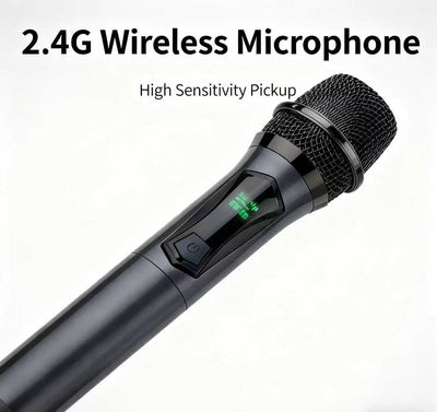 Hridz U8 Rechargeable 2.4GHz Dual Wireless Microphone System for Karaoke, DJ Live Performances
