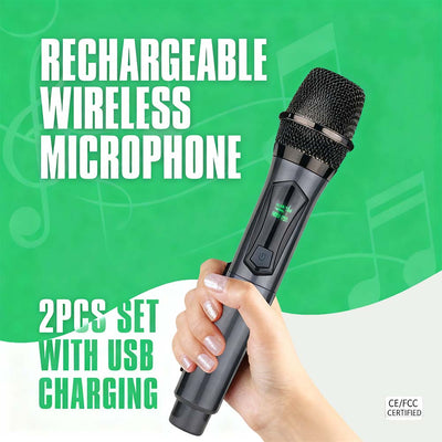 Hridz U8 Rechargeable 2.4GHz Dual Wireless Microphone System for Karaoke, DJ Live Performances