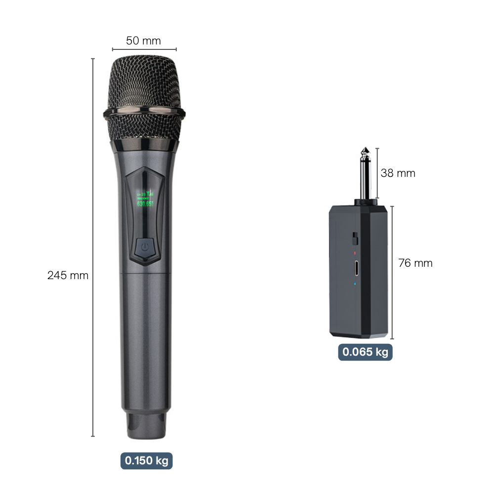 Hridz U8 Rechargeable 2.4GHz Dual Wireless Microphone System for Karaoke, DJ Live Performances