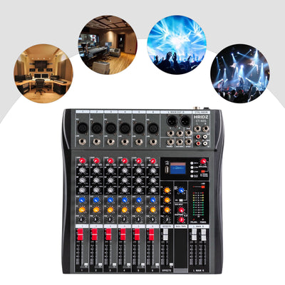 Hridz CT-60S Compact 6-Channel Bluetooth Audio Mixer