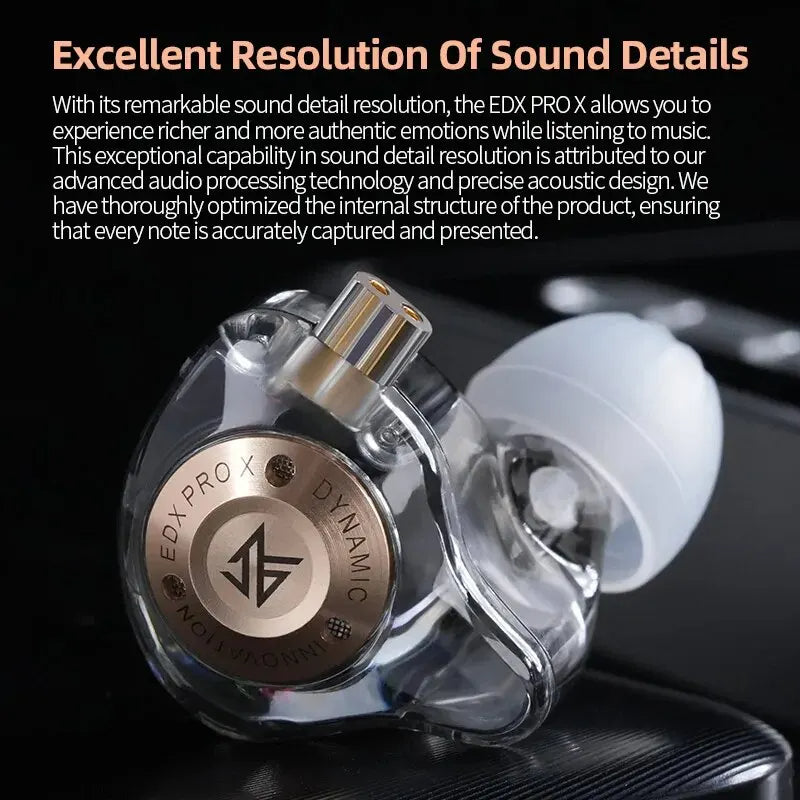 EDX Pro-X Wired In-Ear Monitor Earphones – No Mic, HiFi Stereo Bass