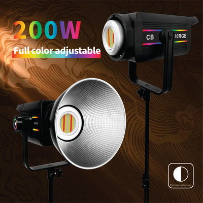 Hridz 200W RGB COB LED Video Light with Remote Control 2800K-6800K Studio Photography Lighting for YouTube Streaming Filmmaking