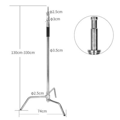 Hridz 300cm Stainless Steel Heavy Duty C-Stand – Century Light Stand for Studio Lighting