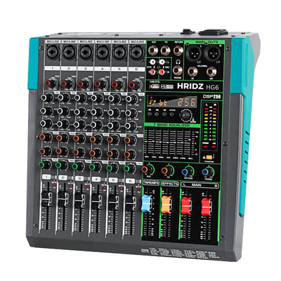 Hridz Pro Audio Combo: HG6 6-Channel Mixer & UR-109 PRO Dual Wireless Microphones