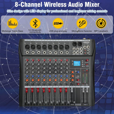 Hridz CT-80S 8-Channel Mixer & UHF Wireless Mic Bundle