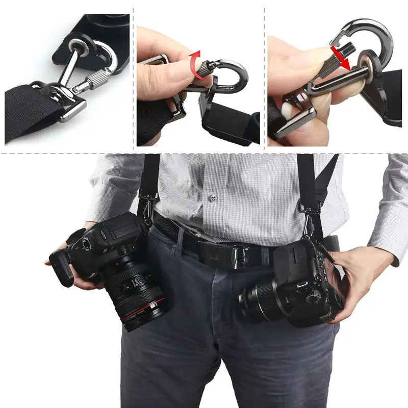 Hridz Double Shoulder Camera Strap – Dual Quick Sling Belt for Canon, Nikon, Sony & Olympus DSLR