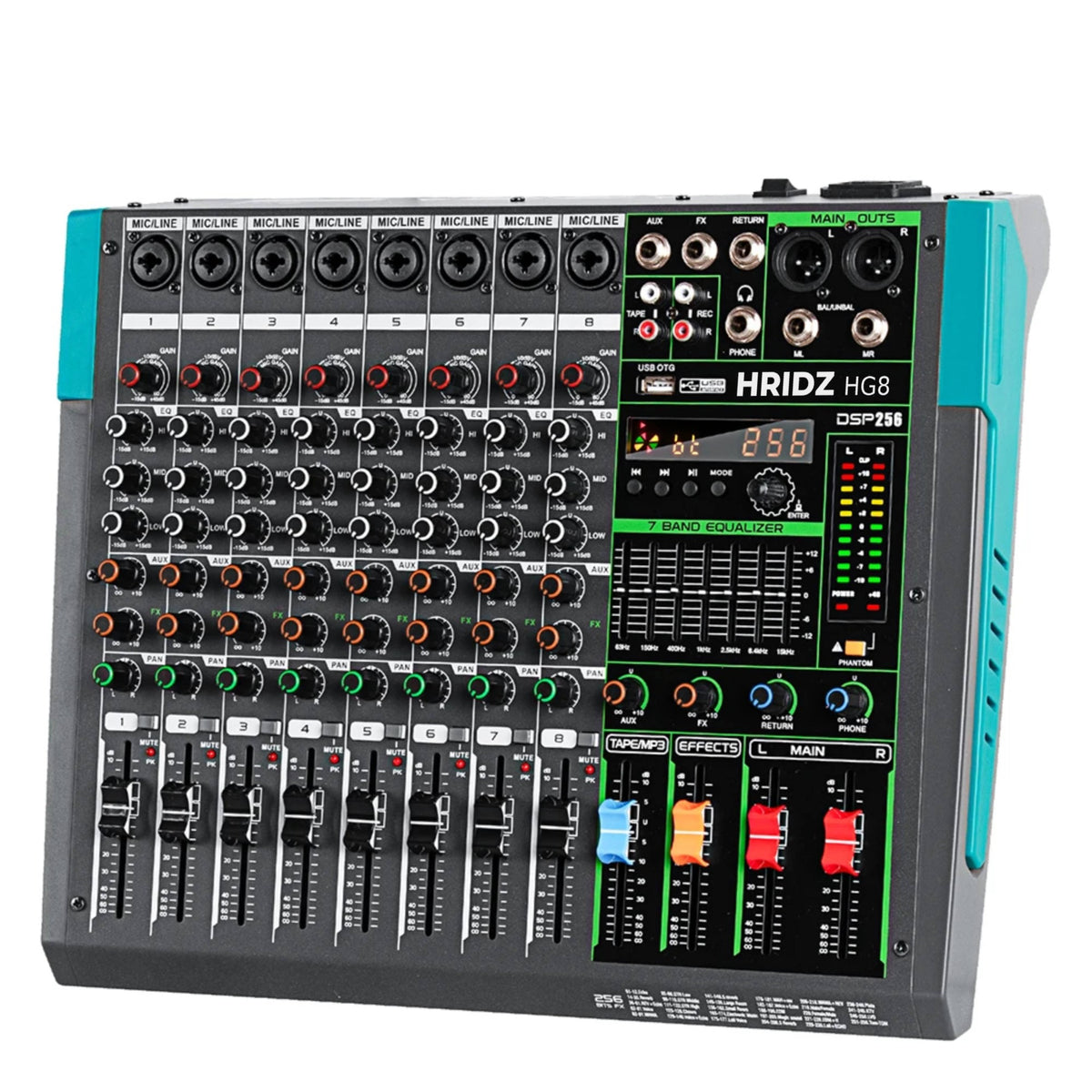 Hridz HG8 8-Channel Mixer & UR-109 Wireless Mic Combo
