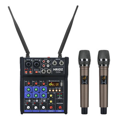 Hridz karaoke machine 4-channel mixer with wireless mics – image 1