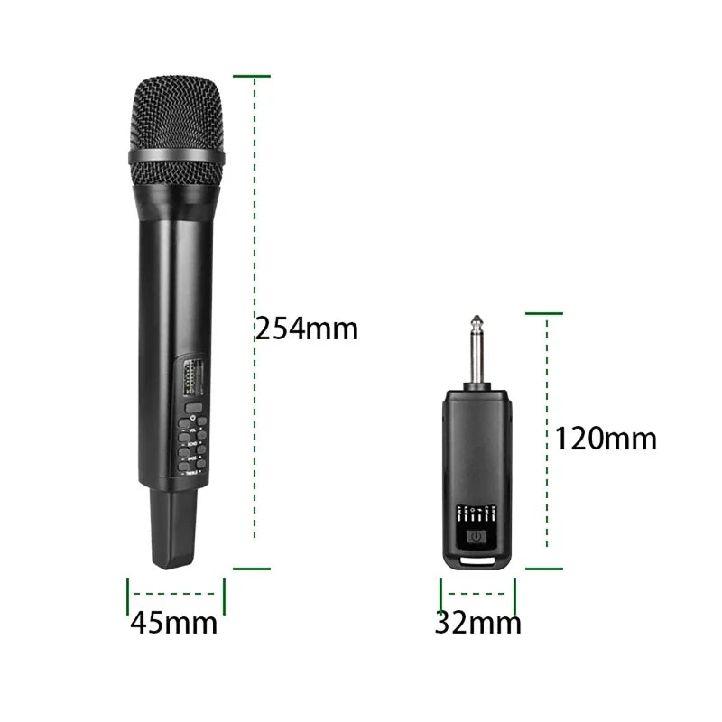 Hridz D100 2.4GHz Wireless Dynamic Karaoke Microphone System with Receiver, Reverb & Bass Control