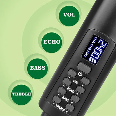Hridz D100 2.4GHz Wireless Dynamic Karaoke Microphone System with Receiver, Reverb & Bass Control