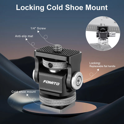 Mini Monitor Mount Holder Cold Shoe Swivel for LED Light Monitor Microphone Camera