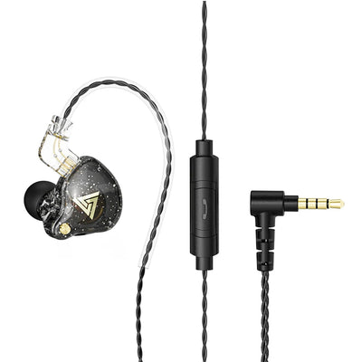 QKZ AK6 Pro Wired In-Ear Monitors with Mic – Detachable Cable, HiFi Bass, Noise Isolating