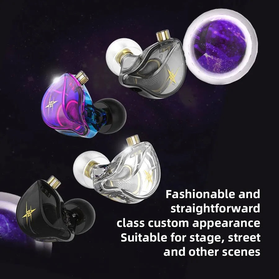 QKZ ZXT In-Ear Wired Double Earphones Clear No-Mic Dynamic DJ Monitor IEM Earbuds HIFI Music Sport Headphone