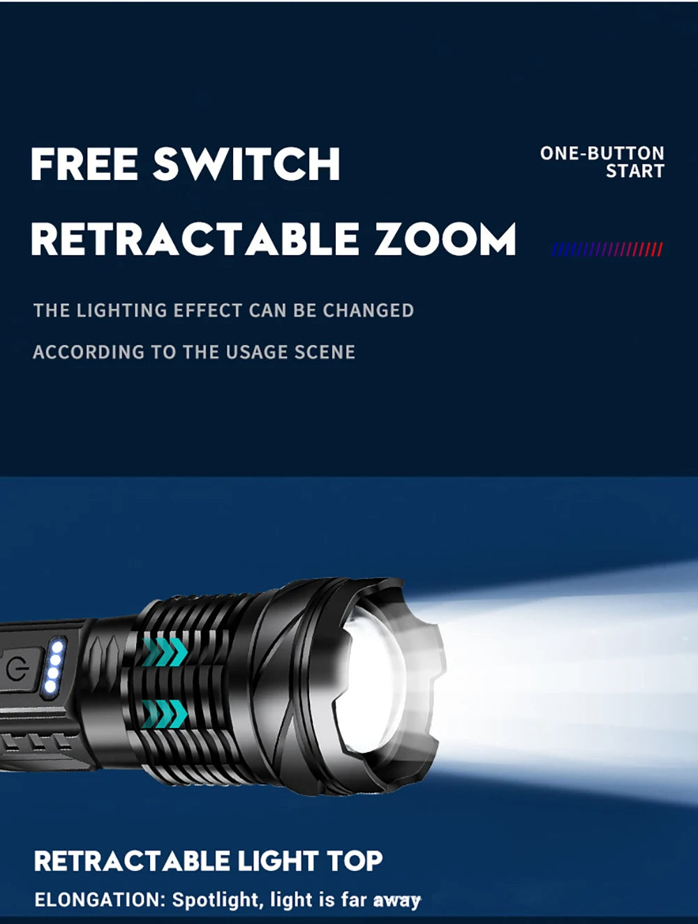 Ultra Bright Torch Powerful GT10 High beam LED Rechargable Flashlight Waterproof Camping Fishing