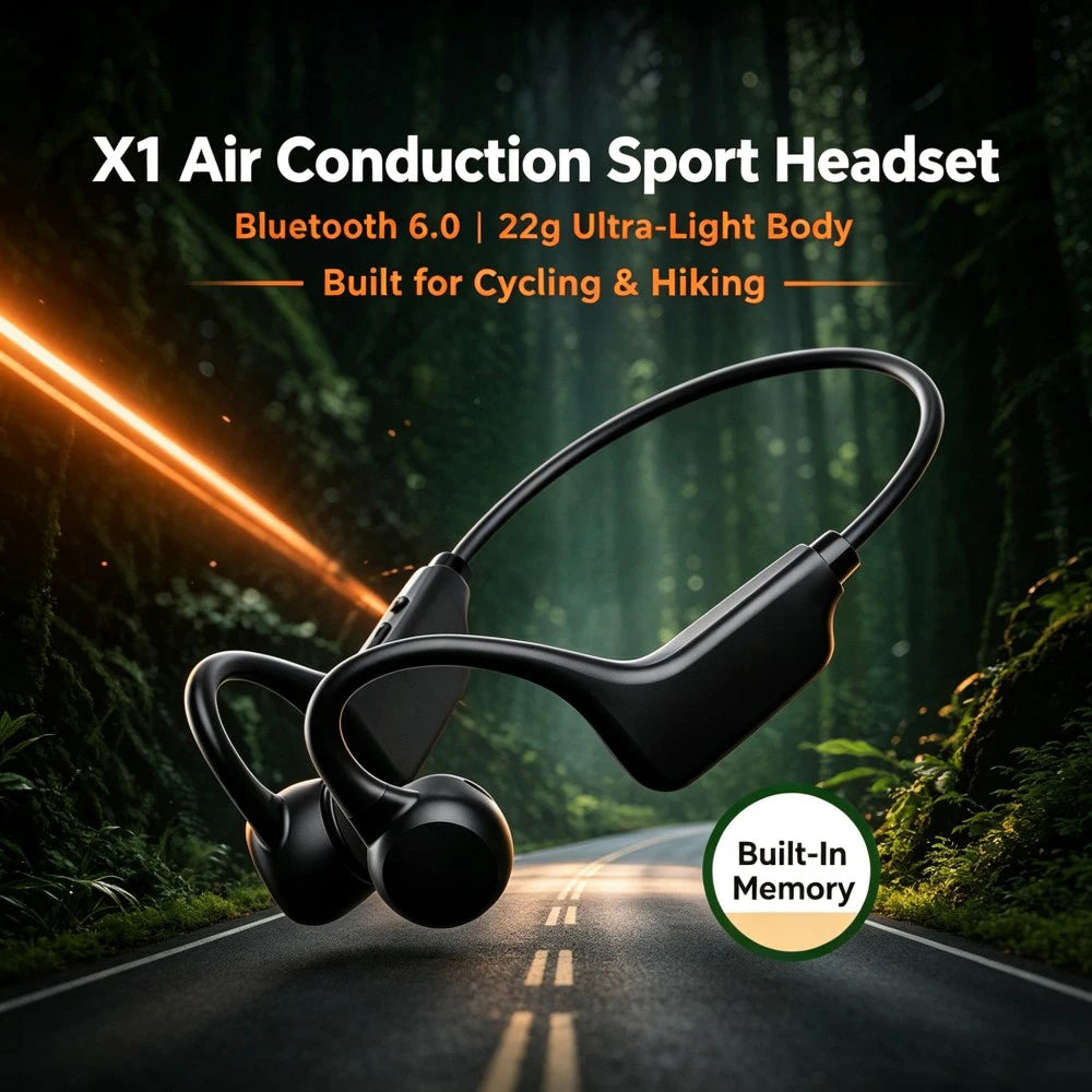Hridz X1 air conduction sport headset 22g lightweight with built-in memory