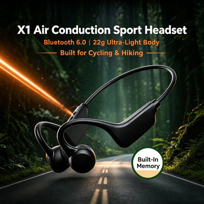 Hridz X1 air conduction sport headset 22g lightweight with built-in memory