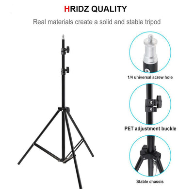 Hridz 210cm Adjustable Light Stand with 1/4" Screw – Lightweight Studio Stand for Flash, Umbrella & LED Lights