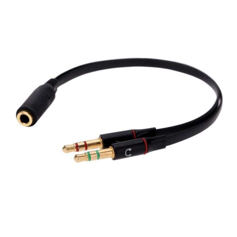 Hridz 3.5mm Headset Y-Splitter – 1 Female to 2 Male Mic & Headphone Adapter for PC