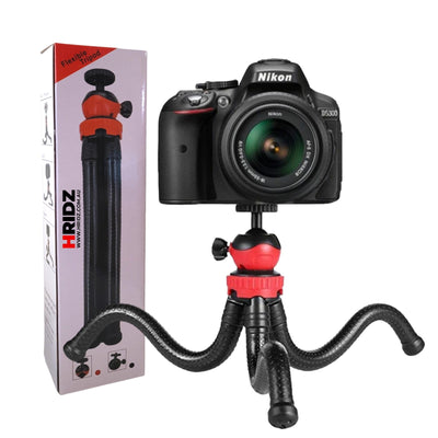 Hridz Flexible Octopus Tripod with 360° Ball Head – Bendable Stand for GoPro, Cameras & Phones